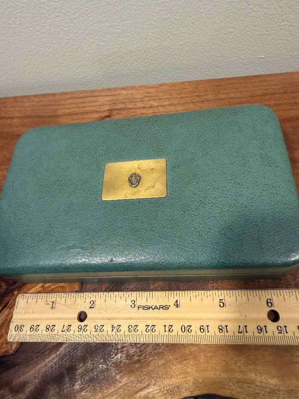 Vintage Travel Farrington Jewelry Box Teal Gold Flowers Texol Cottagecore 50s
